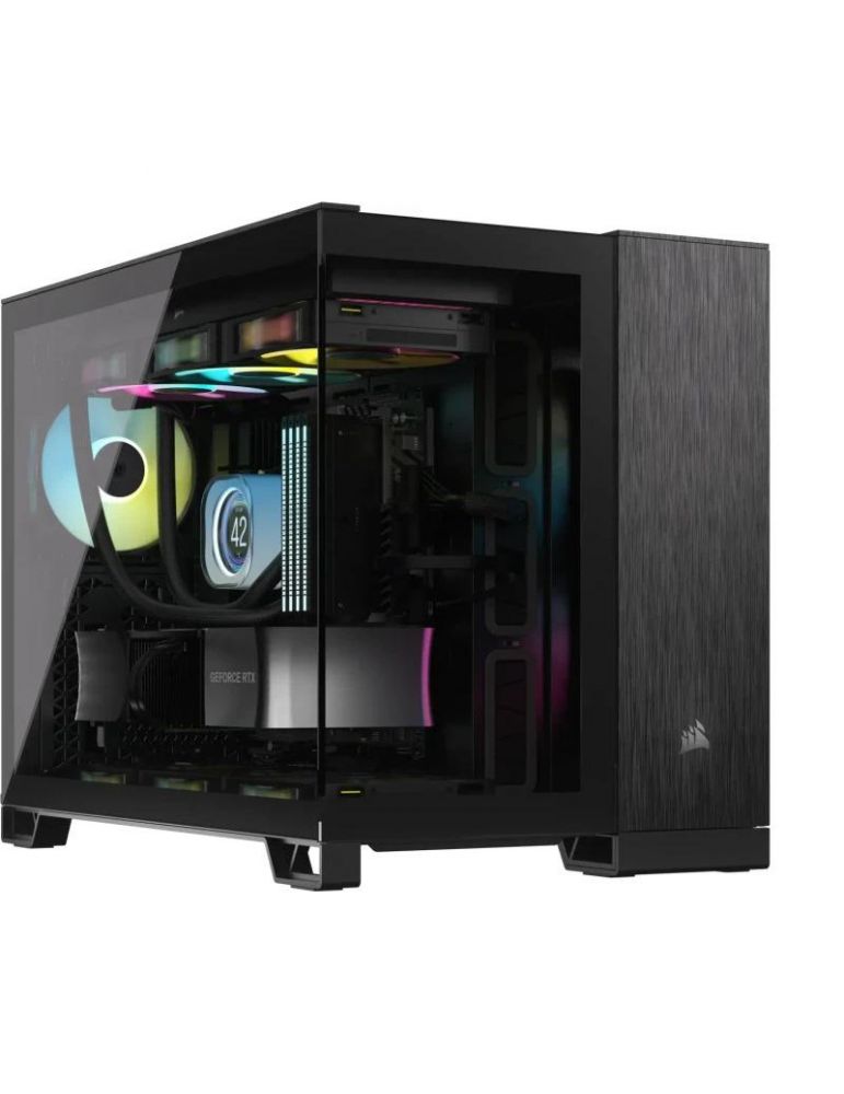 Carcasa corsair 2500x micro atx dual chamber black/obsidian aluminiun tempered