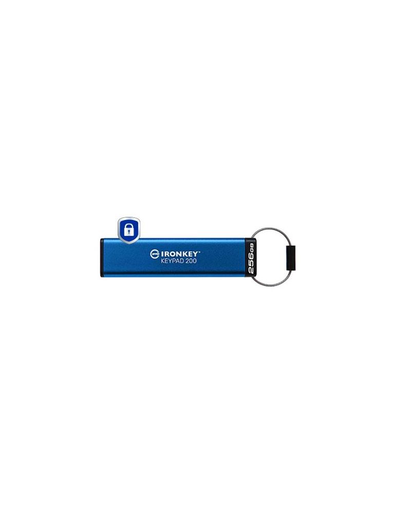Kingston Technology IronKey Keypad 200 memorii flash USB 256 Giga Bites USB Tip-A 3.2 Gen 1 (3.1 Gen 1) Albastru