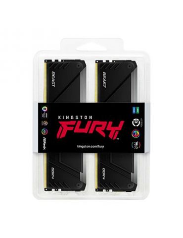Kingston Technology FURY Beast RGB module de memorie 64 Giga Bites 4 x 16 Giga Bites DDR4 3200 MT s