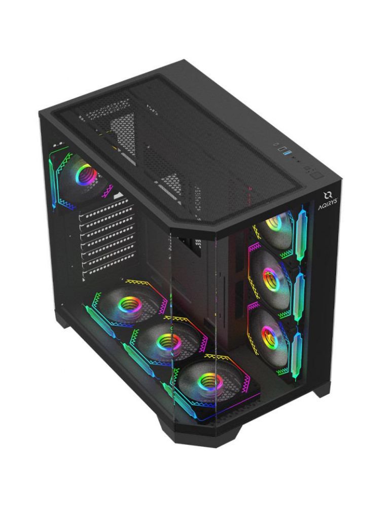 Carcasa aqirys titan mid tower argb negru tempered glass sloturi