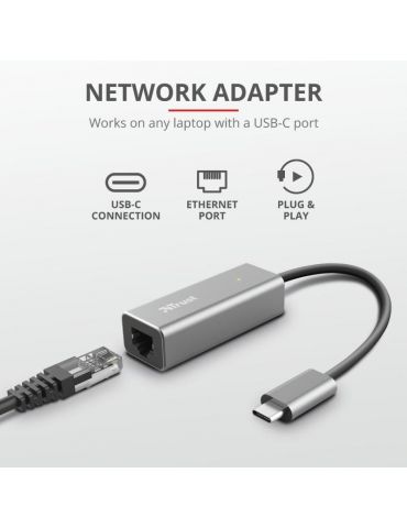 Trust dalyx usb-c to ethernet adapter tr-23771 (include tv 0.18lei) Trust - 1