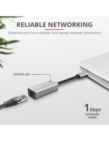 Trust dalyx usb-c to ethernet adapter tr-23771 (include tv 0.18lei) Trust - 1