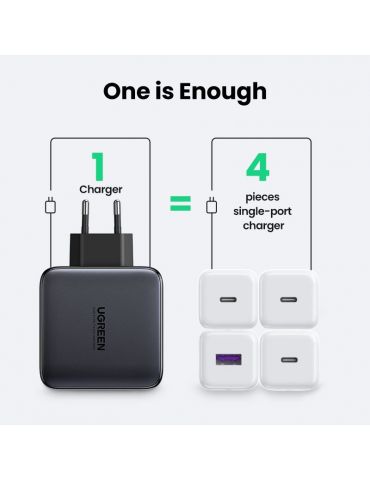 Ugreen 40747 încărcătoare pentru dispozitive mobile Universală Negru AC Încărcare rapidă De interior