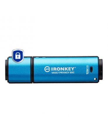 Kingston Technology IronKey Vault Privacy 50 memorii flash USB 128 Giga Bites USB tip-C 3.2 Gen 1 (3.1 Gen 1) Negru, Albastru - Tik.ro