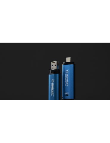 Kingston Technology IronKey Vault Privacy 50 memorii flash USB 256 Giga Bites USB Tip-A 3.2 Gen 1 (3.1 Gen 1) Negru, Albastru