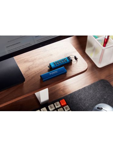 Kingston Technology IronKey Keypad 200 memorii flash USB 256 Giga Bites USB tip-C 3.2 Gen 1 (3.1 Gen 1) Albastru
