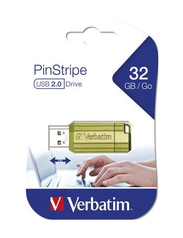 Verbatim PinStripe memorii flash USB 32 Giga Bites USB Tip-A 2.0 Verde
