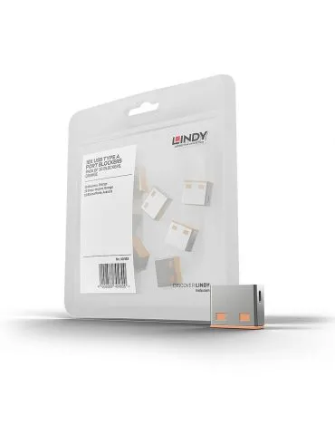 Lindy 40463 cheie port Dispozitiv blocare port USB Tip-A Portocală Acrilonitril-butadien-stiren (ABS) 10 buc. - Tik.ro