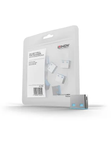 Lindy 40462 cheie port Dispozitiv blocare port USB Tip-A Albastru Acrilonitril-butadien-stiren (ABS) 10 buc. - Tik.ro