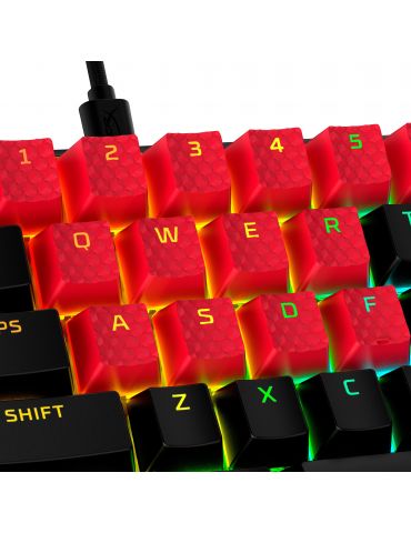 Taste de cauciuc HyperX - Kit de accesorii pentru jocuri - roşu (aspect SUA)