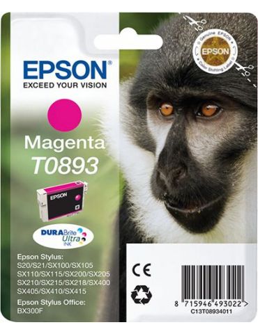 Epson Monkey Singlepack Magenta T0893 DURABrite Ultra Ink Epson - 1