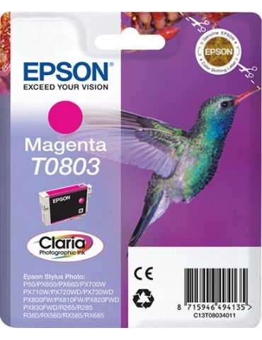 Epson Hummingbird Singlepack Magenta T0803 Claria Photographic Ink Epson - 1