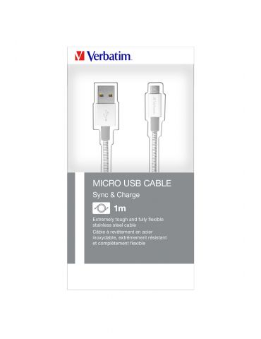 Verbatim 48862 cabluri USB 1 m USB A Micro-USB A Argint