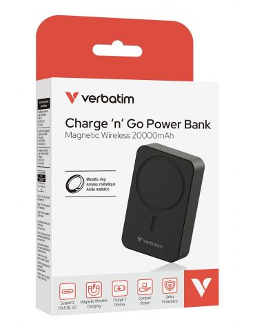 Verbatim Charge 'n' Go Essentials 20000 mAh Încărcare fără fir Negru