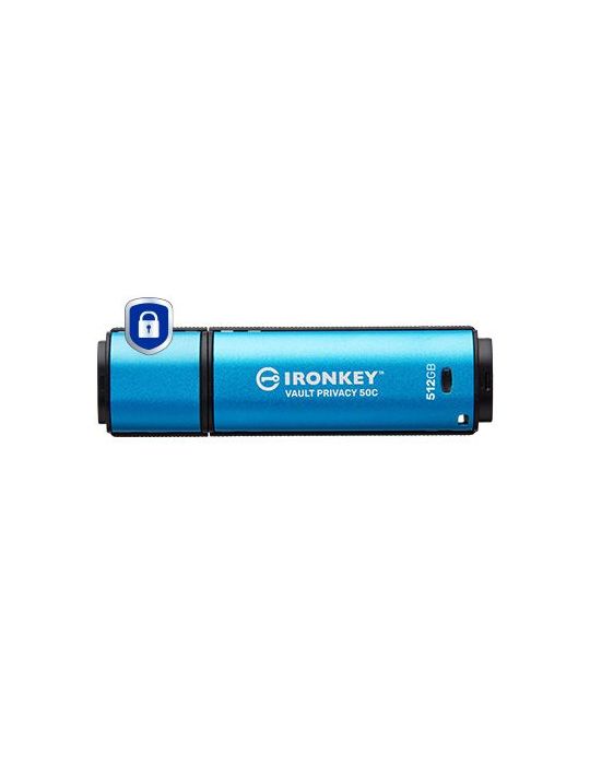 Kingston Technology IronKey Vault Privacy 50 memorii flash USB 512 Giga Bites USB tip-C 3.2 Gen 1 (3.1 Gen 1) Negru, Albastru