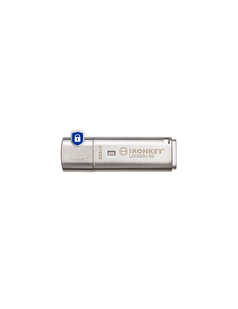Kingston Technology IronKey Locker+ 50 memorii flash USB 256 Giga Bites USB Tip-A 3.2 Gen 1 (3.1 Gen 1) Argint