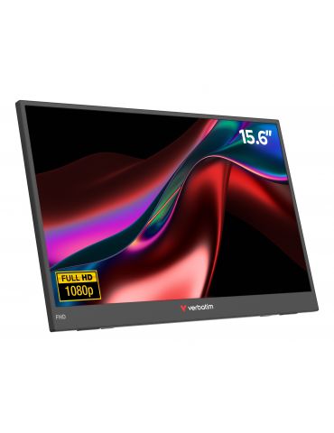 Verbatim Portable 15.6" FHD Monitor LIGHT Monitor portabil Negru 39,6 cm (15.6") LCD 1920 x 1080 Pixel - Tik.ro