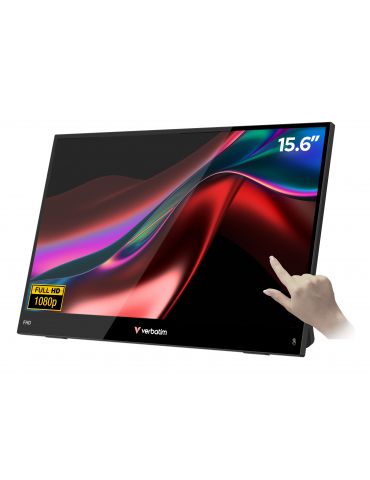 Verbatim Portable 15.6" FHD Touch Monitor LIGHT Monitor portabil Negru 39,6 cm (15.6") LCD 1920 x 1080 Pixel - Tik.ro