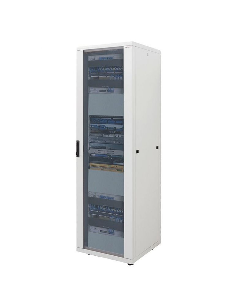 Rack de podea Logilink, 22U, 800 x 1000, usa sticla, gri