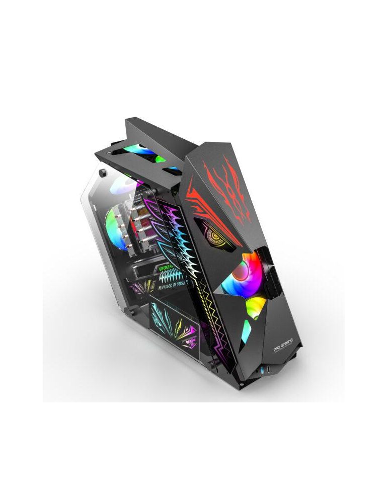 Carcasa pro gaming hercule black mid tower argb dimensiuni 640x235x540mm