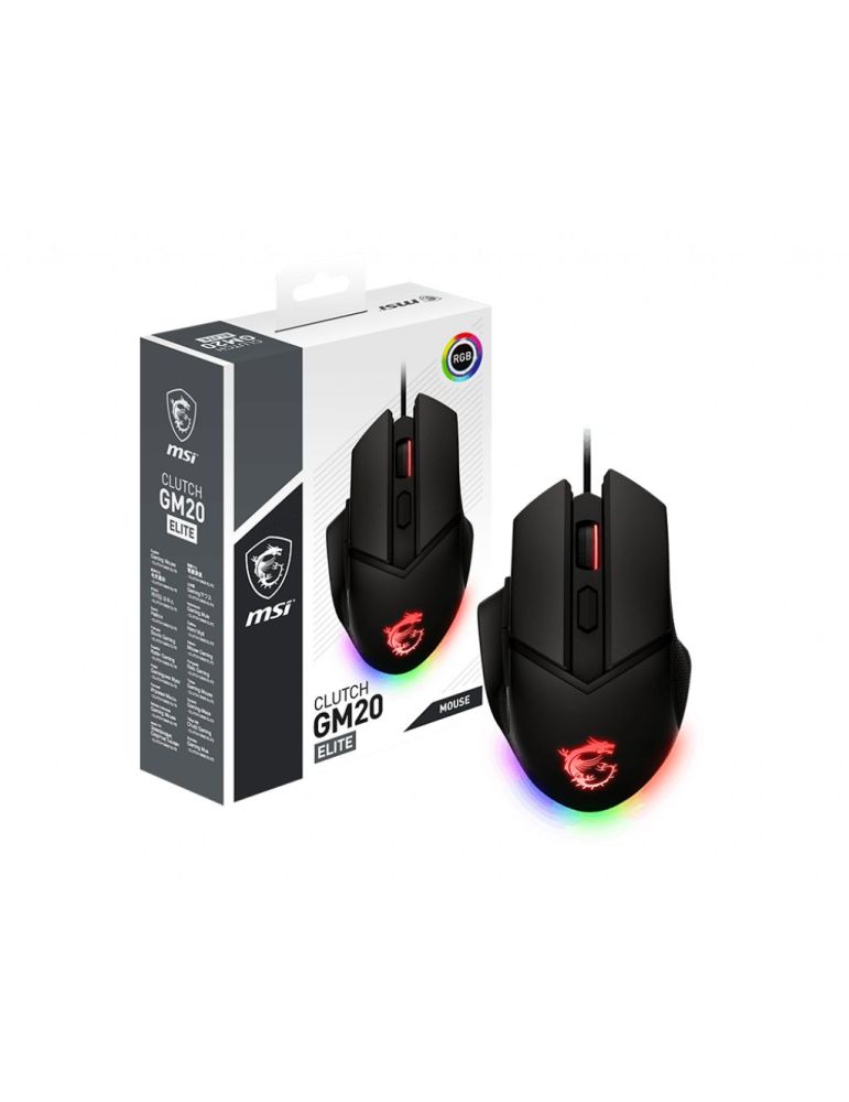 Mouse Optic MSI Clutch GM20 ELITE, USB, Black