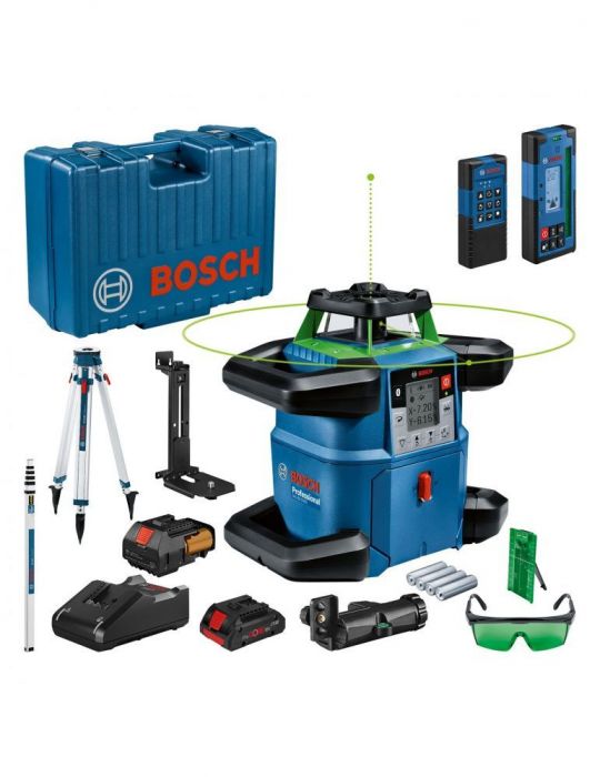 Bosch GRL 650 CHVG Nivela laser rotativa cu laser VERDE (650 m) + Receptor si telecomanda + BT 170 Trepied + GR 500 Rigla Bosch 