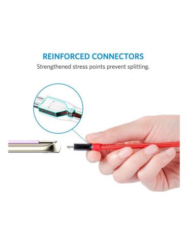 Anker USB A - Micro USB B, 1.8m cabluri USB USB 2.0 1,8 m Micro-USB B Negru, Roşu