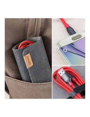 Anker USB A - Micro USB B, 1.8m cabluri USB USB 2.0 1,8 m Micro-USB B Negru, Roşu