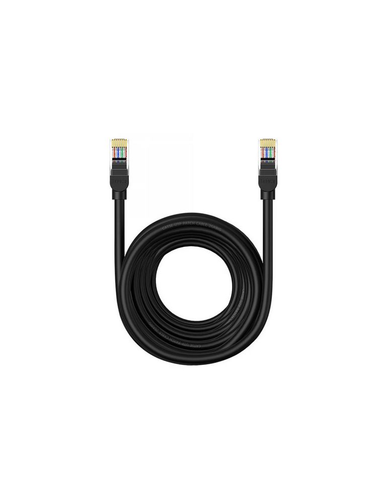 Patch cord utp baseus cat5 fire din cupru round cable viteza maxima 1 gbps pvc 10m negru b00133206111-07 (timbru verde 0.08 l