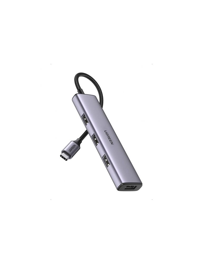 USB & FireWire Hubs Hub extern ugreen cm473 porturi usb: usb 3.0 x 4 conectare prin usb type-c aluminiu lungime 20 cm gri 20841 (timbru verde 0.8