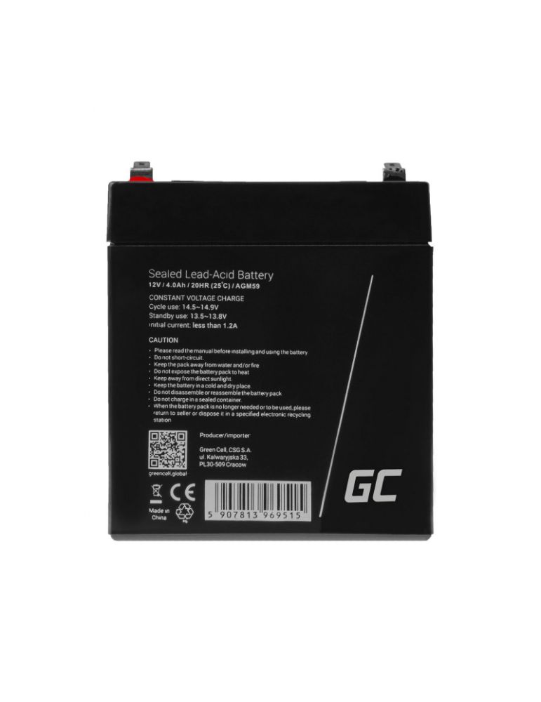 Acumulator plumb acid GreenCell 12V 4AH, terminal F2/T2, AGM59