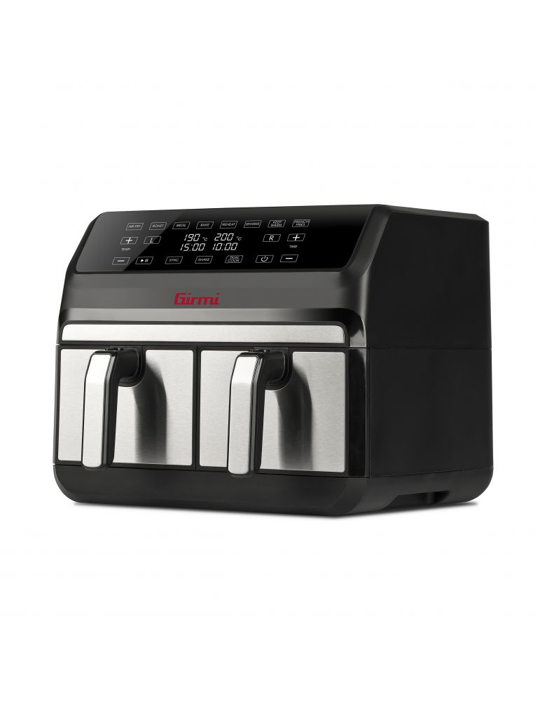 Friteuza digitala cu aer cald Girmi FG22, 1700W, 8L, 2 zone independente, 8 moduri de gatit, resigilat