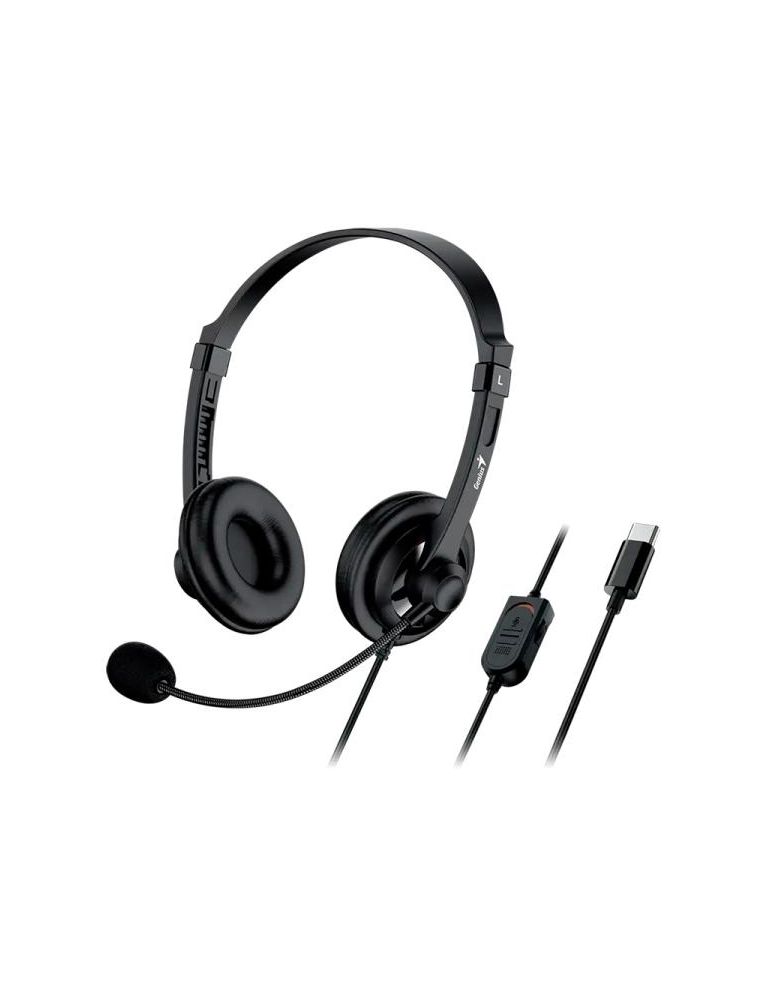 Headphones & Headsets CASTI Genius "HS-230U", cu fir, utilizare multimedia, USB-A, microfon pe brat, lungime cablu 2.4m, control volum pe fir, negru,