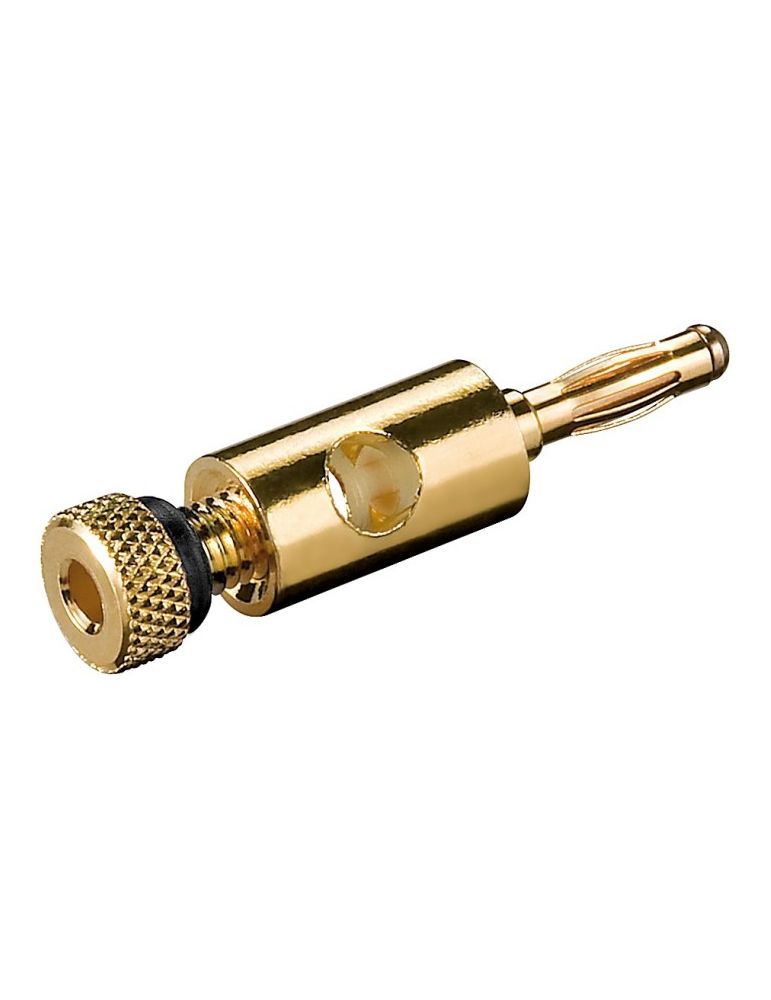 Conector banana metalic placat cu aur conexiune prin insurubare 4mm inel negru