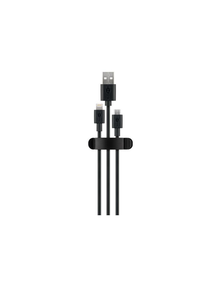 Cleme pentru gestionarea cablurilor cu 3 sloturi Goobay, set 3 bucati, negru