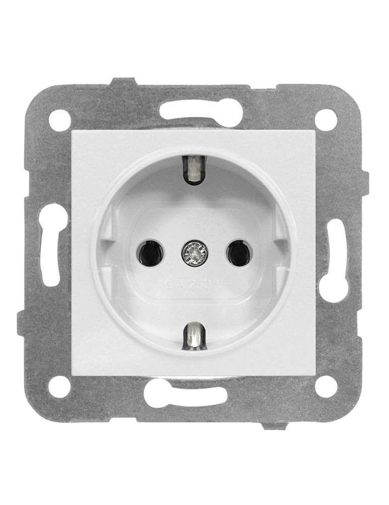 Priza simpla Schrack Visio50 EV101001 incastrat alb conexiune elastica