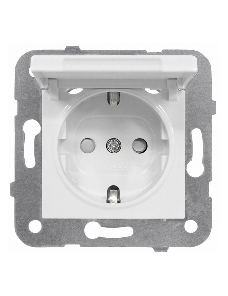 Priza simpla Schrack Visio50 EV101005 protectie copii capac incastrat alb conexiune elastica