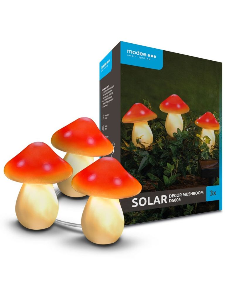 Lampa solara de gradina, tip ciuperca, 3 buc, lumina calda, DS006 Modee