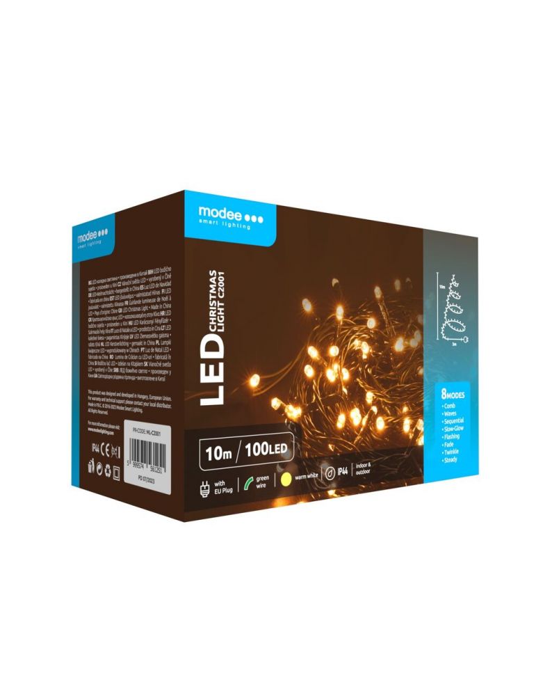 Ghirlanda luminoasa decorativa Modee C2001, 100 LED-uri, 3.6W, 10m, alb cald