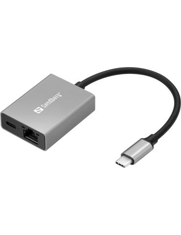 Hub USB-C - USB-C + RJ45,... - Tik.ro