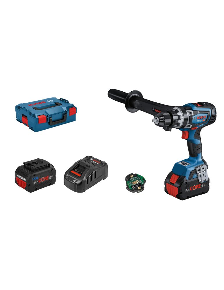 Bosch GSB 18V-150 C Masina de gaurit cu percutie brushless 150Nm + 2 acumulatori Li-Ion 18V + incarcator 8 Ah + L-Boxx