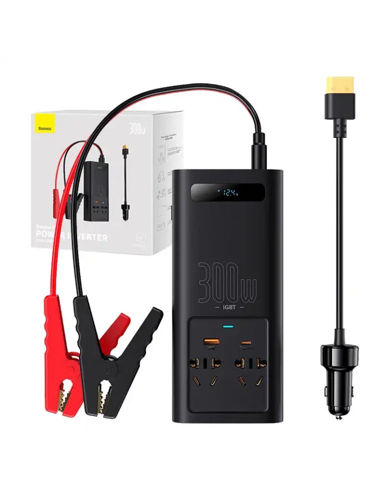 Invertor de putere Baseus 300W (220V CN/EU) (negru)