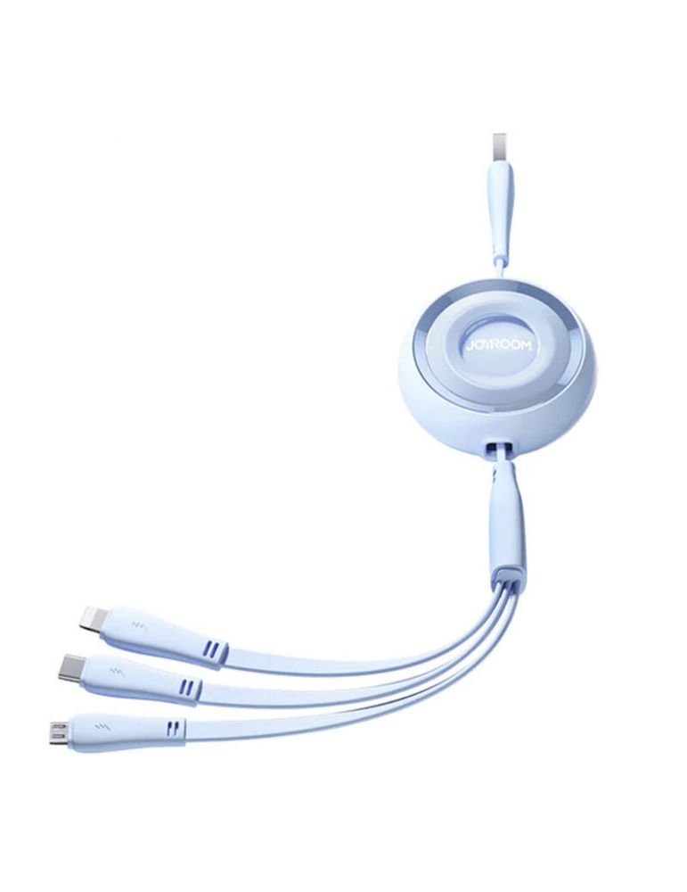 3in1 Joyroom Cablu USB colorat la USB-C/Lightning/Micro USB 3.5A, 1m (albastru)