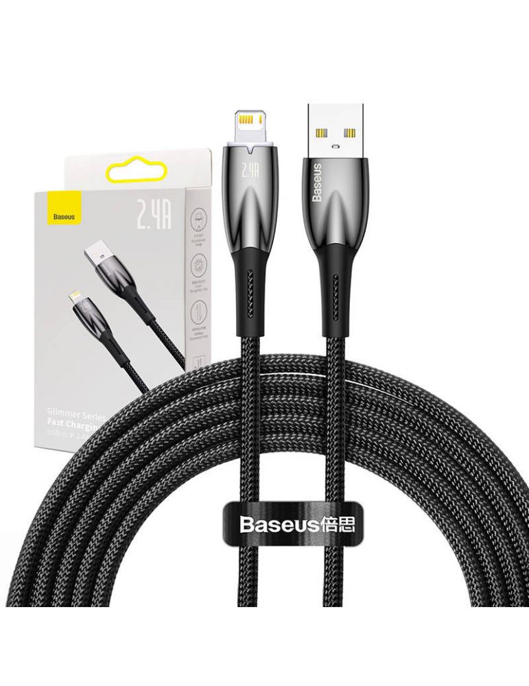 Cablu USB pentru Lightning Baseus Glimmer Series, 2,4A, 2 m (negru)