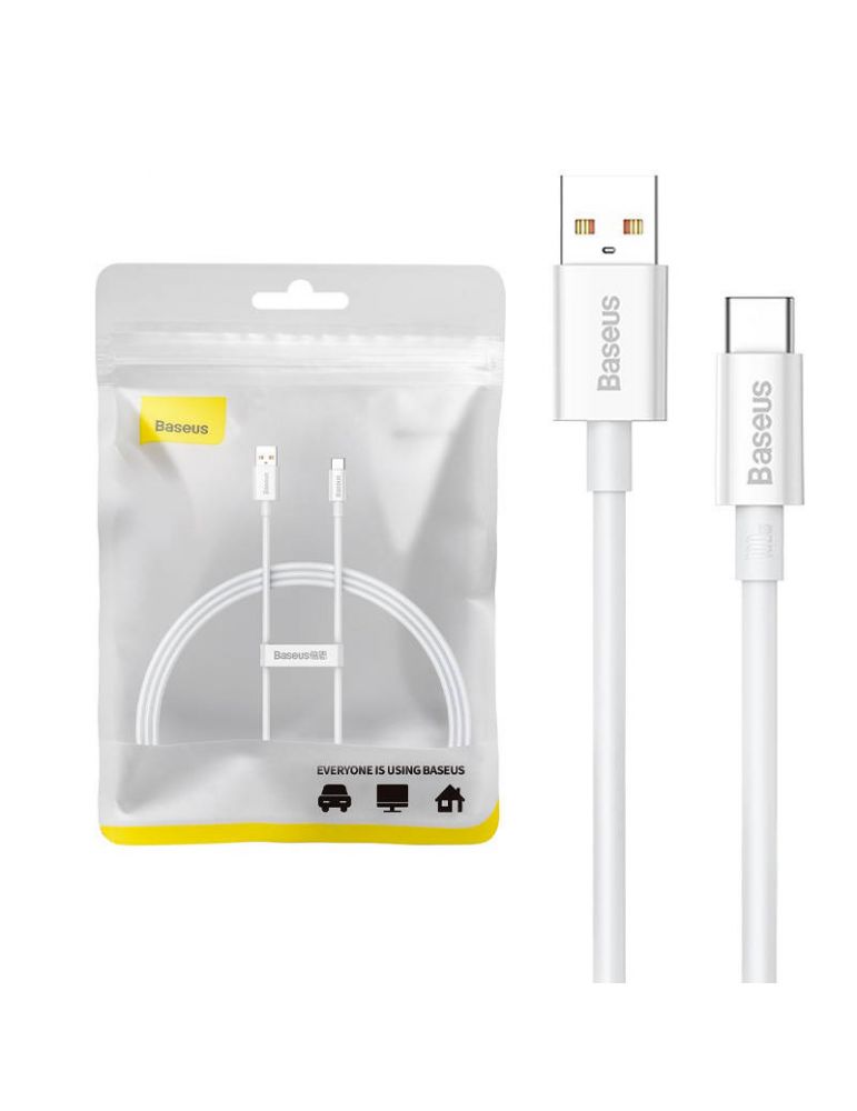 Cablu USB la USB-C Baseus Superior 100W 1m (alb)
