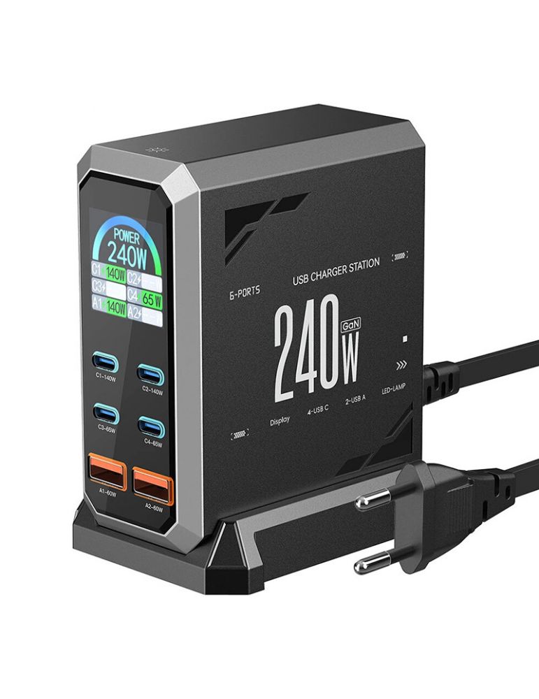 Power Adapters & Chargers Blitzwolf BW-S31 2xUSB-A, 4xUSB-C, PD, încărcător de rețea 240W.