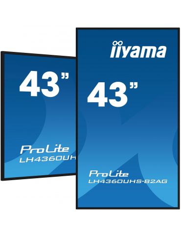 iiyama LH4360UHS-B2AG Afișaj Semne Placă-A digitală 108 cm (42.5") LED Wi-Fi 500 cd m² 4K Ultra HD Negru Procesor încorporat - Tik.ro