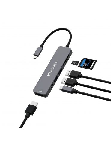 Verbatim 32156 hub-uri de interfață USB 3.2 Gen 1 (3.1 Gen 1) Type-C 5000 Mbit s Gri