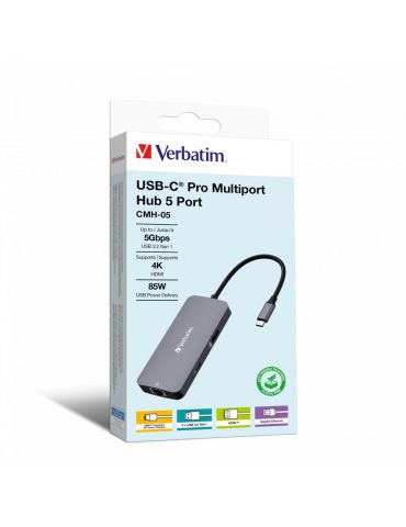 Verbatim CMH-05 USB tip-C 5000 Mbit s Argint - Tik.ro
