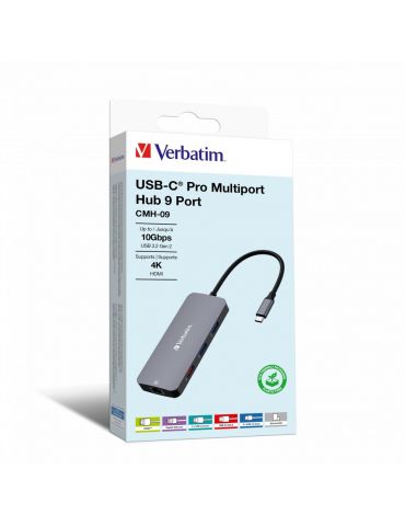 Verbatim CMH-09 USB tip-C 10000 Mbit s Argint - Tik.ro